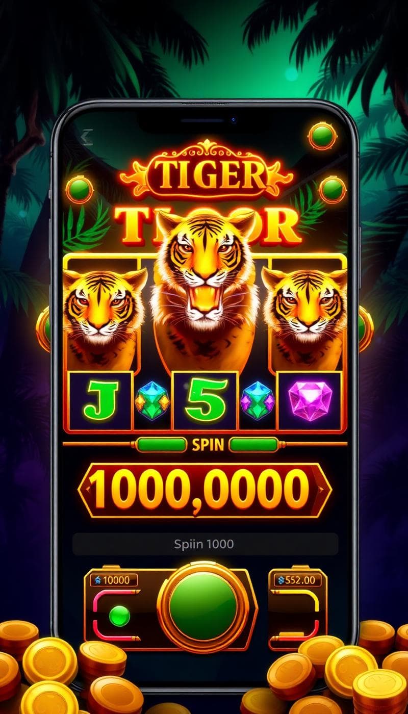 Tiger Social Casino main slot machine screen
